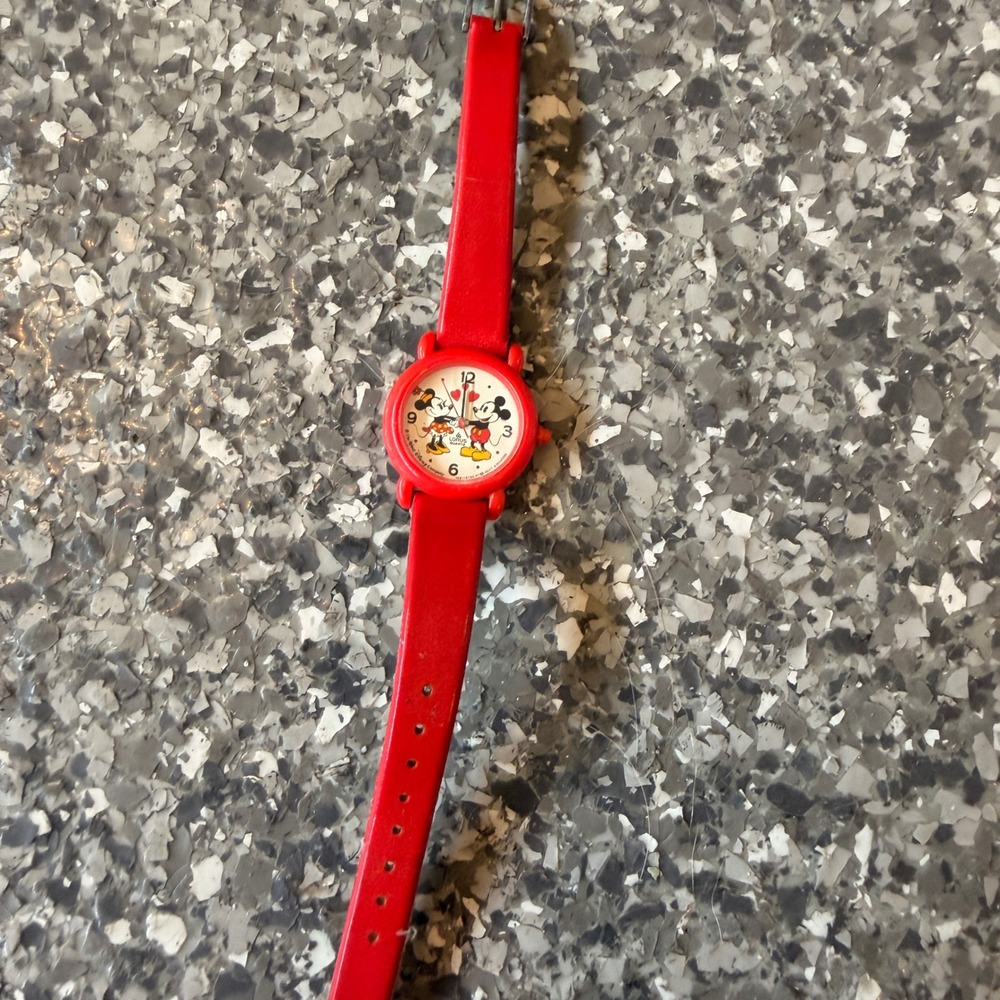 Girls/ women's red vintage LORUS by seiko Disney Minnie and Mickey Mouse watch